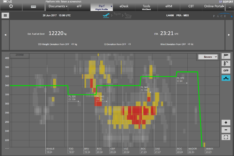 Screenshot Flight Profile mit Turbulenzanzeige