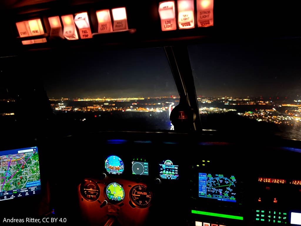 cockpit view at night